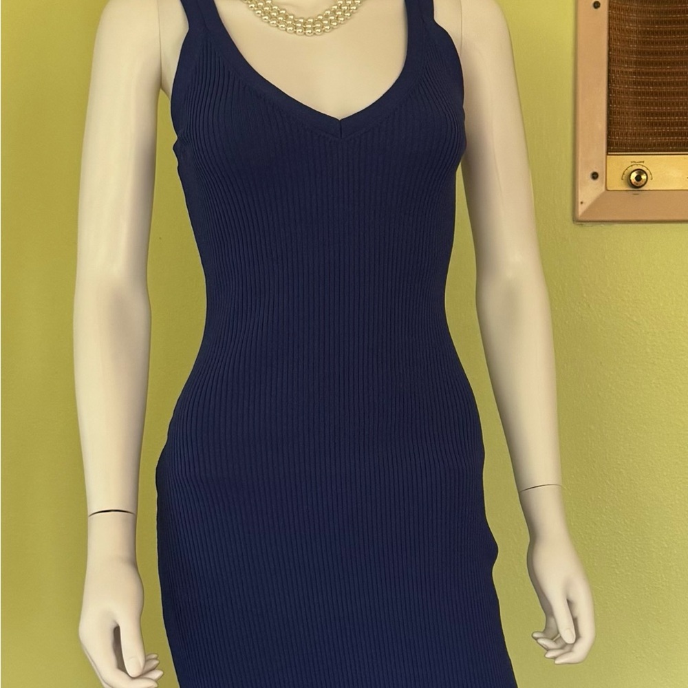 Lilly Pulitzer Navy Ribbed V-Neck Midi Tank Dress